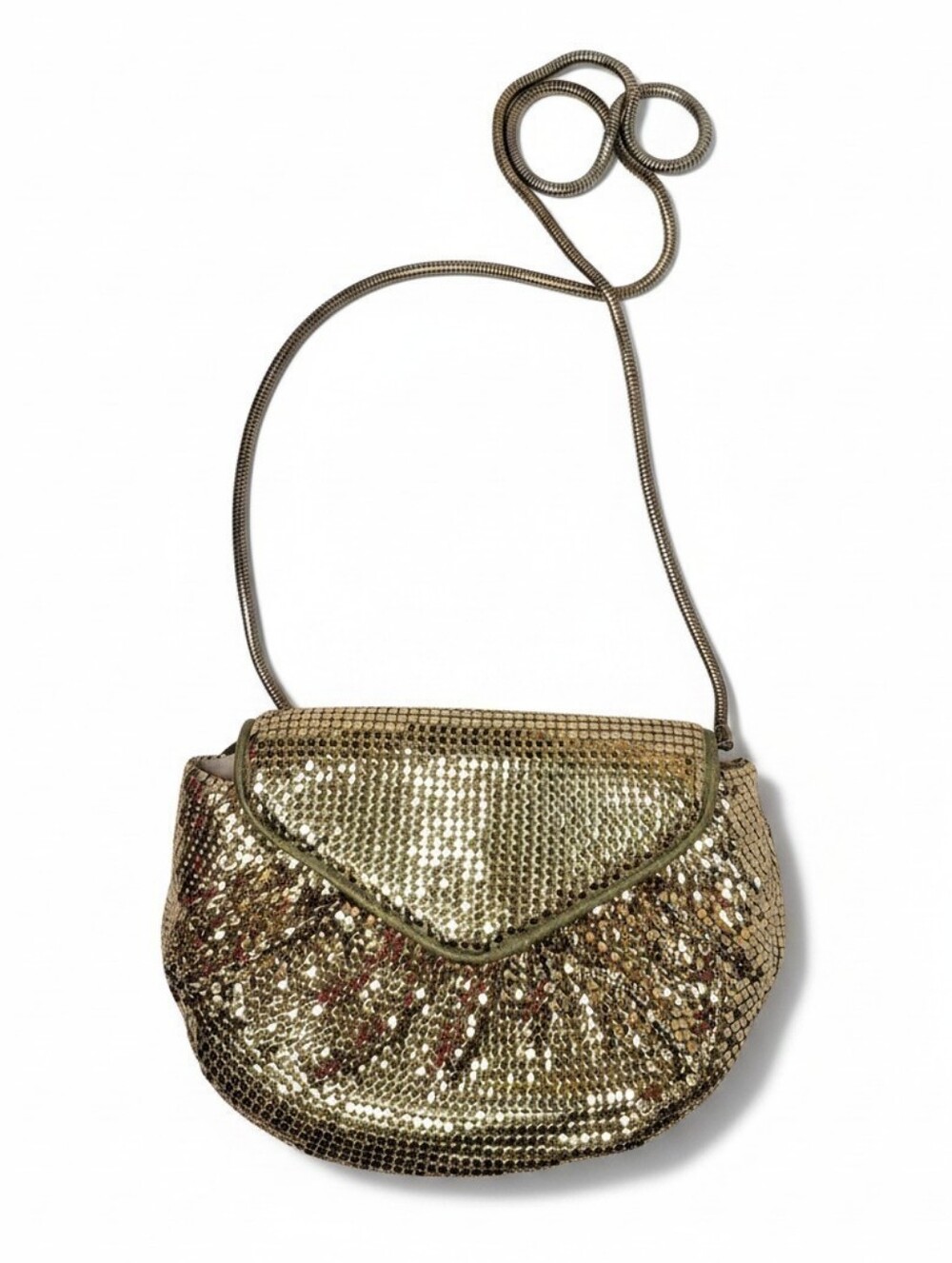 Vintage Gold Tone Metal Mesh Envelope Crossbody Bag